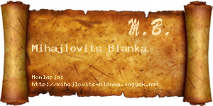 Mihajlovits Blanka névjegykártya